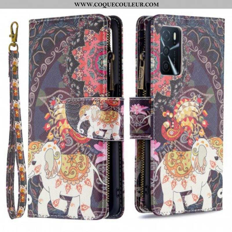 Housse Oppo A16 / A16s Poche Zippée Éléphant