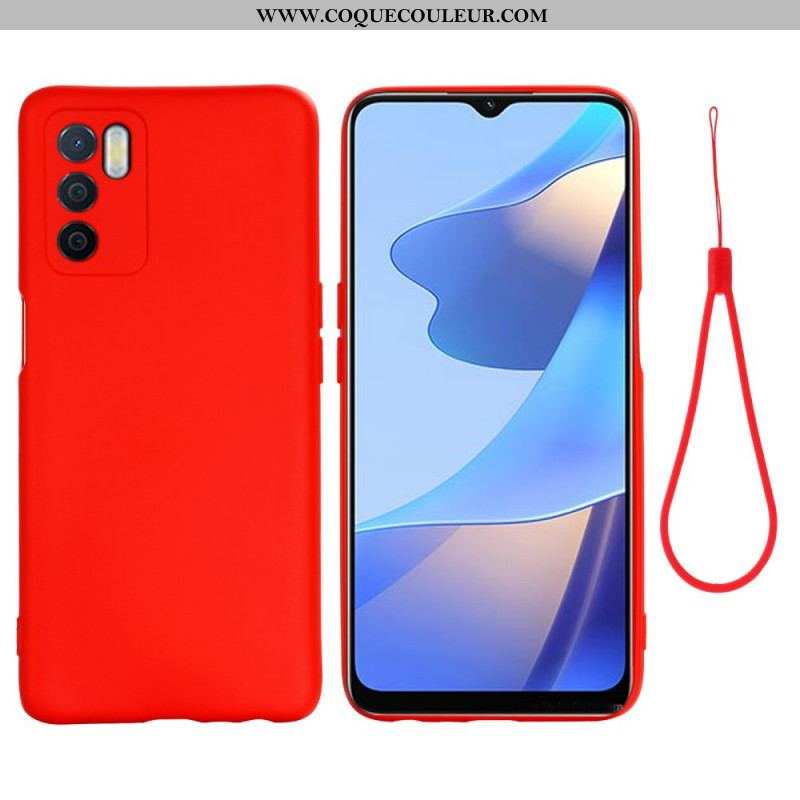 Coque Oppo A16 / A16s Silicone Liquide Avec Lanière