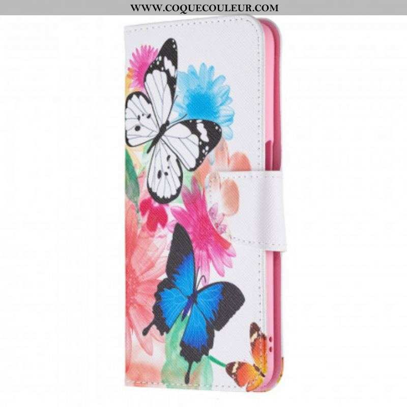 Housse Oppo A54 5G / A74 5G Papillons et Fleurs Peints