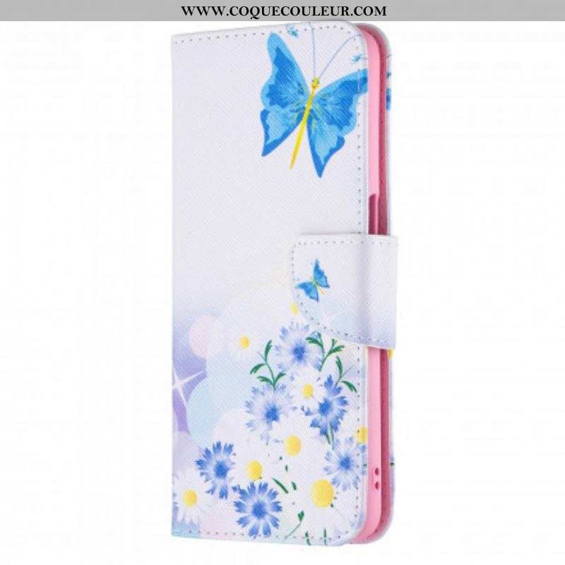 Housse Oppo A54 5G / A74 5G Papillons et Fleurs Peints