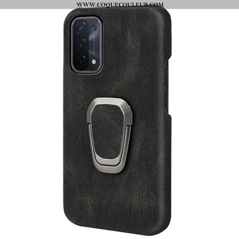 Coque Oppo A54 5G / A74 5G Effet Cuir Anneau-Support