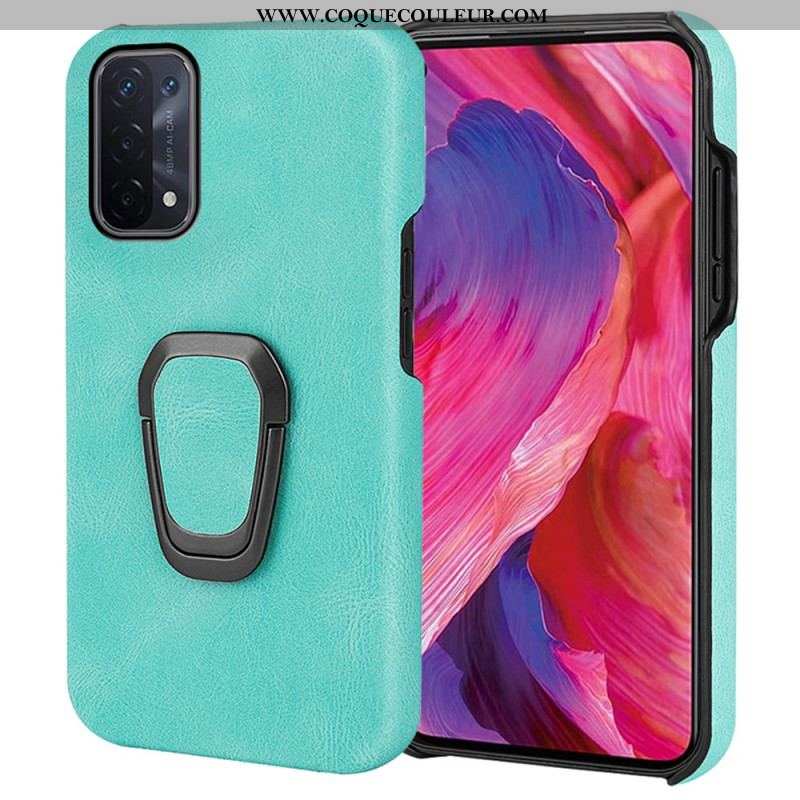 Coque Oppo A54 5G / A74 5G Effet Cuir Anneau-Support