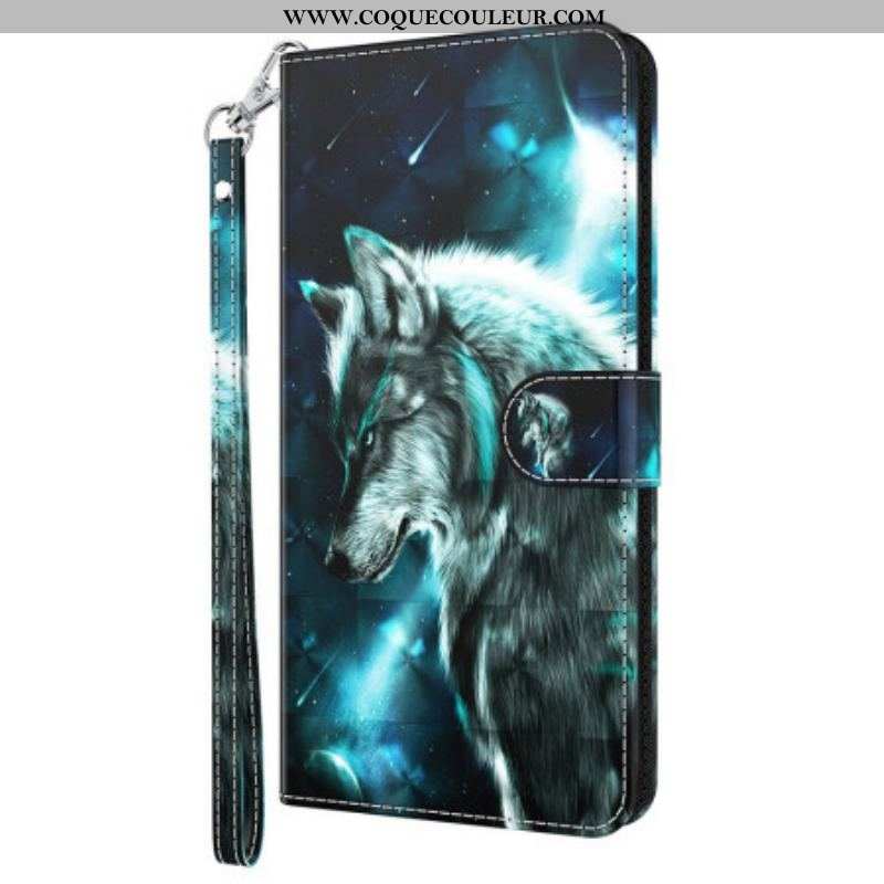 Housse Oppo A54 5G / A74 5G Loup à Lanière