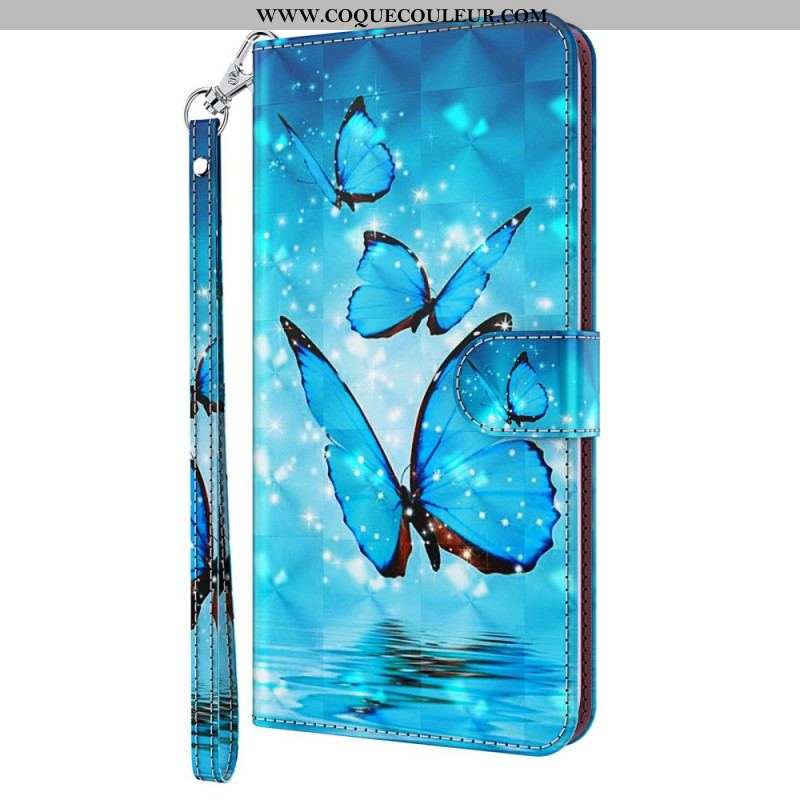 Housse Oppo A54 5G / A74 5G Papillons à Lanière