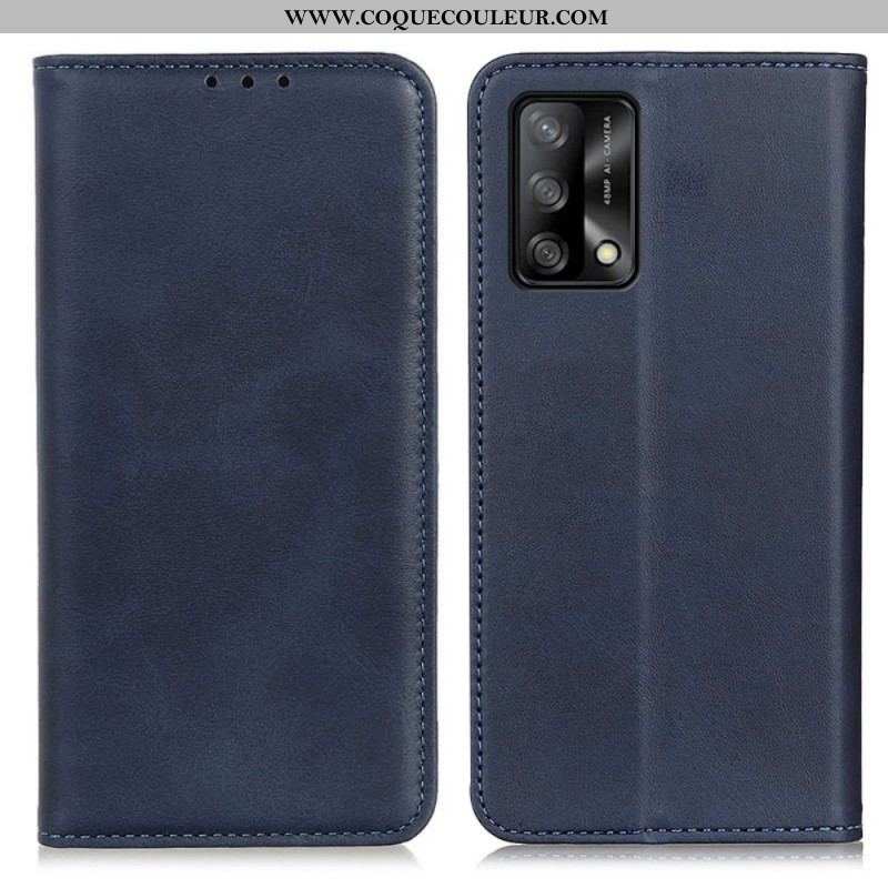 Flip Cover Oppo A74 4G Cuir Fendu Élégance