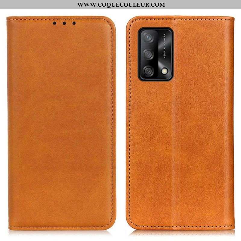 Flip Cover Oppo A74 4G Cuir Fendu Élégance