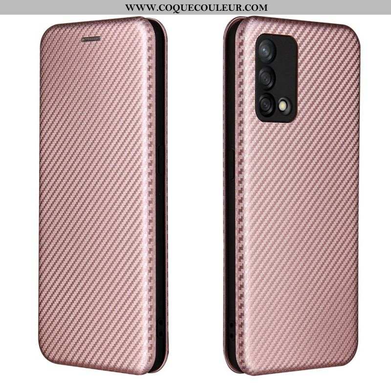 Flip Cover Oppo A74 4G Fibre Carbone