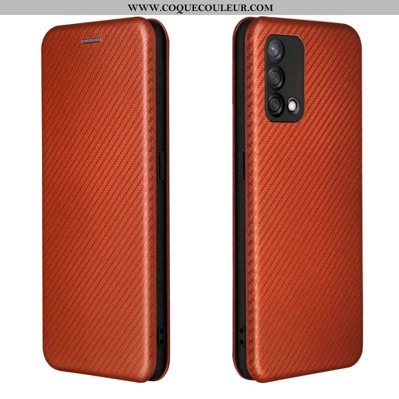 Flip Cover Oppo A74 4G Fibre Carbone