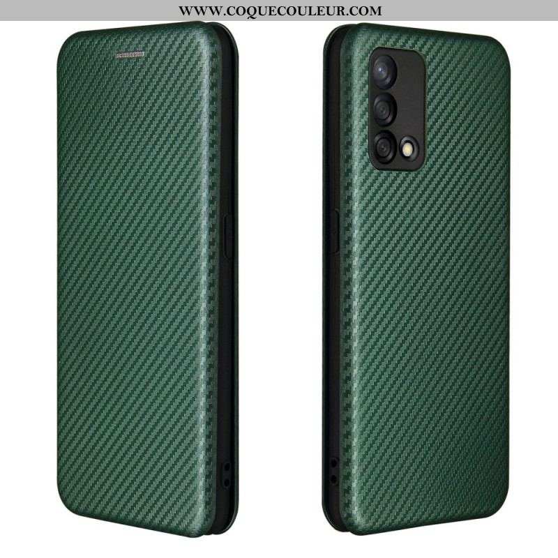 Flip Cover Oppo A74 4G Fibre Carbone