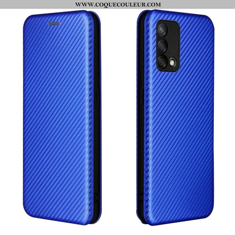 Flip Cover Oppo A74 4G Fibre Carbone