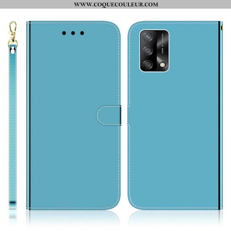 Housse Oppo A74 4G Simili Cuir Couverture Miroir