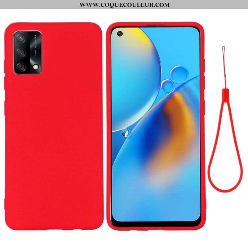 Coque Oppo A74 4G Silicone Liquide Avec Lanière