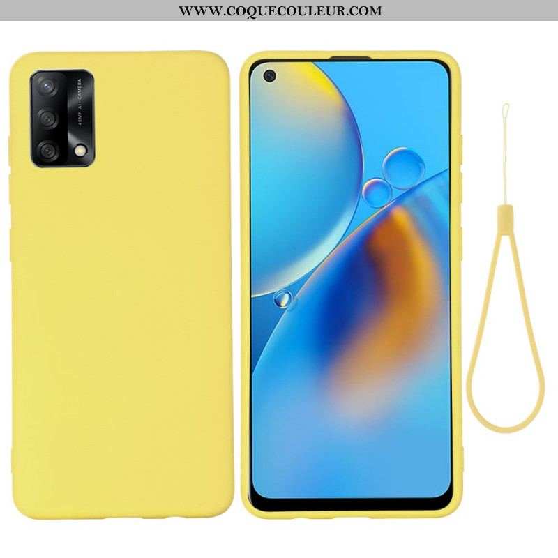 Coque Oppo A74 4G Silicone Liquide Avec Lanière