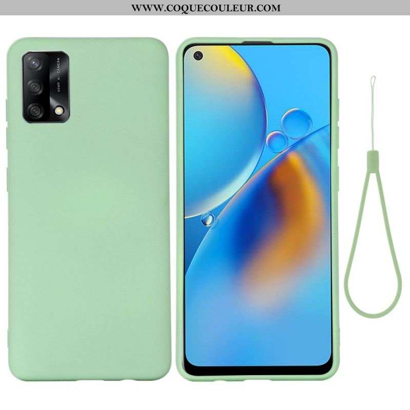 Coque Oppo A74 4G Silicone Liquide Avec Lanière