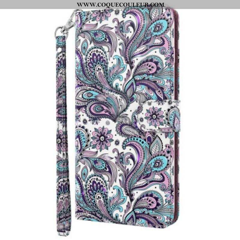 Housse Oppo A94 5G Fleurs Motifs avec Lanière