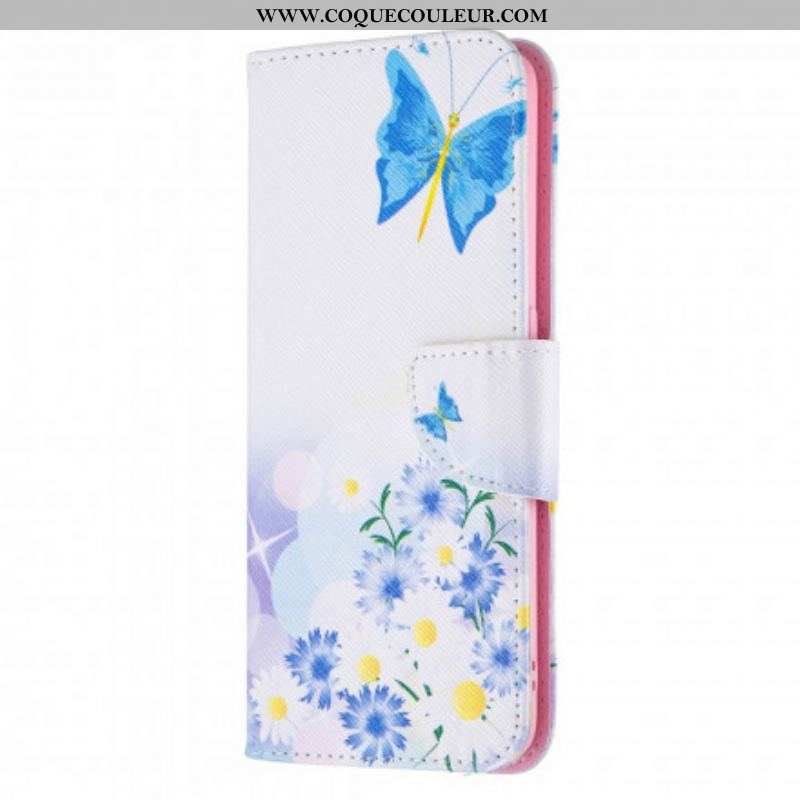 Housse Oppo A94 5G Papillons et Fleurs Peints