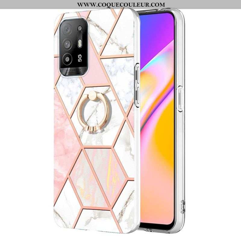 Coque Oppo A94 5G Marbre Géométrique avec Anneau