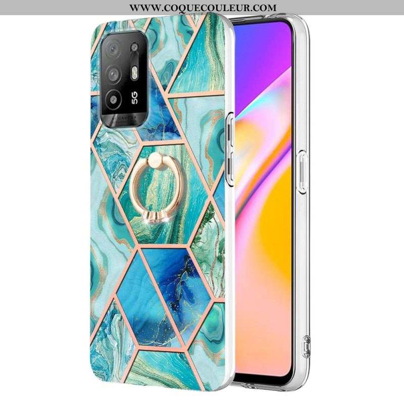 Coque Oppo A94 5G Marbre Géométrique avec Anneau