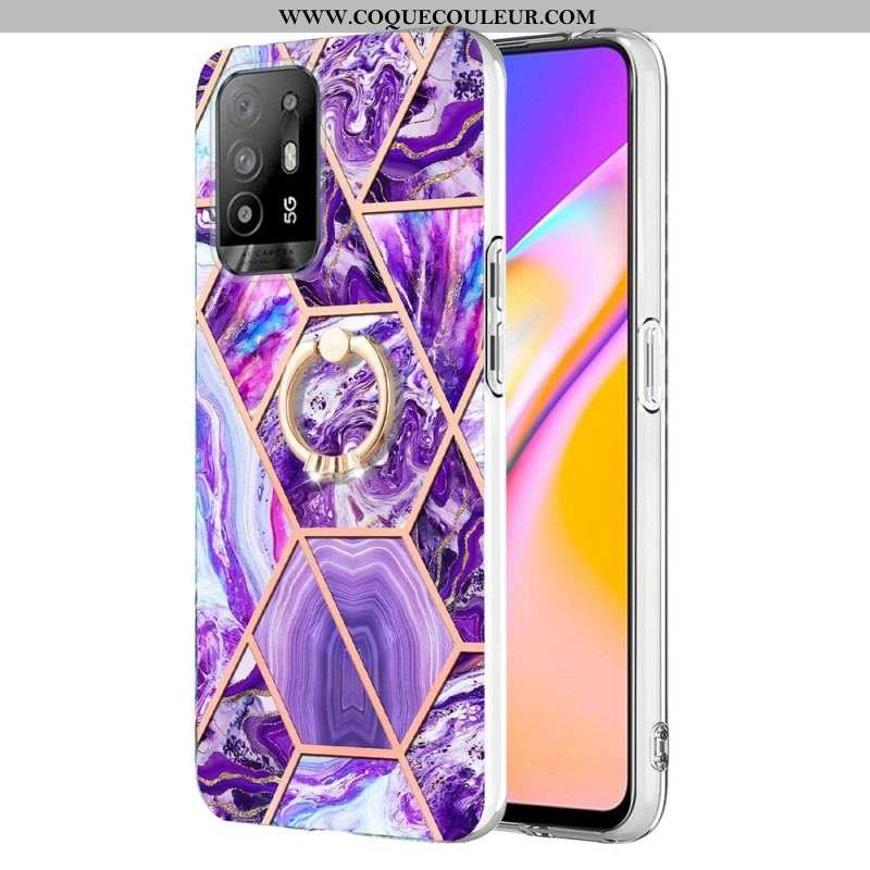 Coque Oppo A94 5G Marbre Géométrique avec Anneau