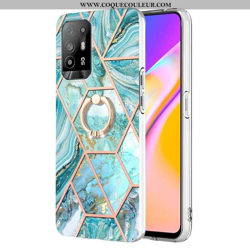 Coque Oppo A94 5G Marbre Géométrique avec Anneau