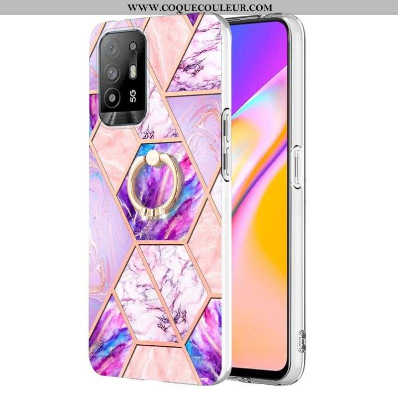 Coque Oppo A94 5G Marbre Géométrique avec Anneau