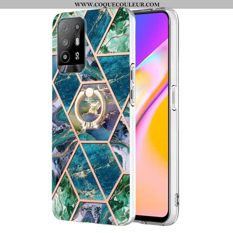 Coque Oppo A94 5G Marbre Géométrique avec Anneau