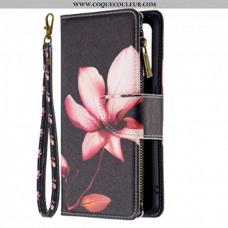 Housse Oppo A94 5G Poche Zippée Fleur