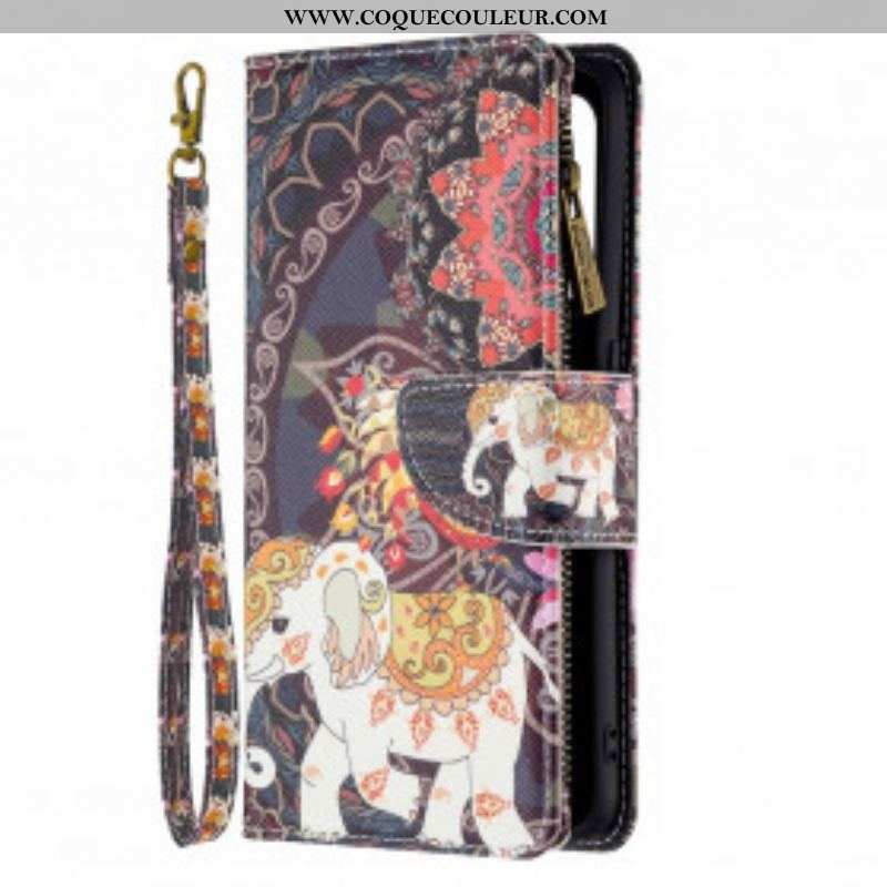 Housse Oppo A94 5G Poche Zippée Éléphant