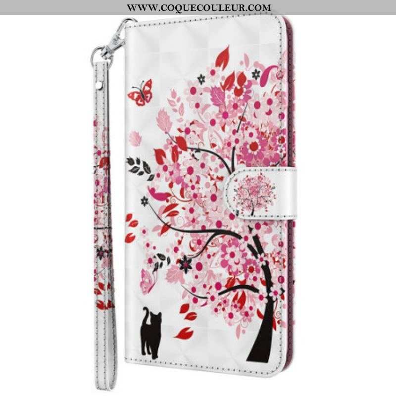 Housse Oppo A94 5G Arbre Rose avec Lanière