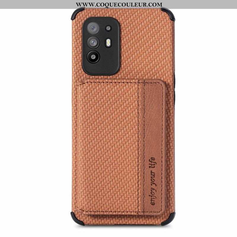 Coque Oppo A94 5G Fibre Carbone Porte-Cartes