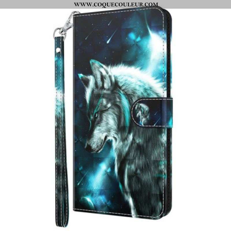 Housse Oppo A94 5G Loup avec Lanière