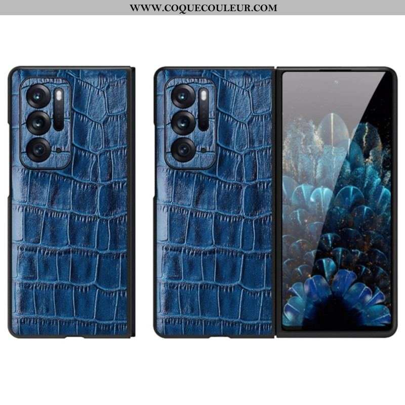 Coque Oppo Find N Cuir Véritable Cuir Texture Crocodile