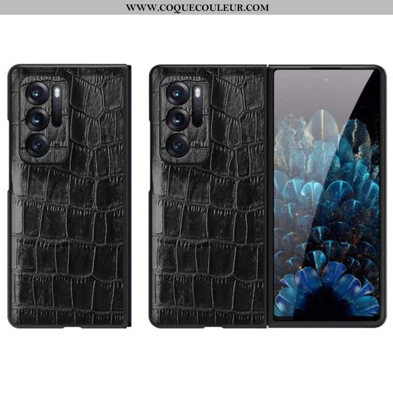 Coque Oppo Find N Cuir Véritable Cuir Texture Crocodile