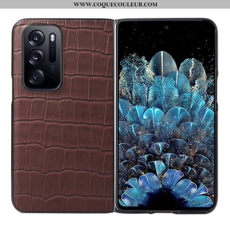 Coque Oppo Find N Cuir Véritable Cuir Design Crocodile