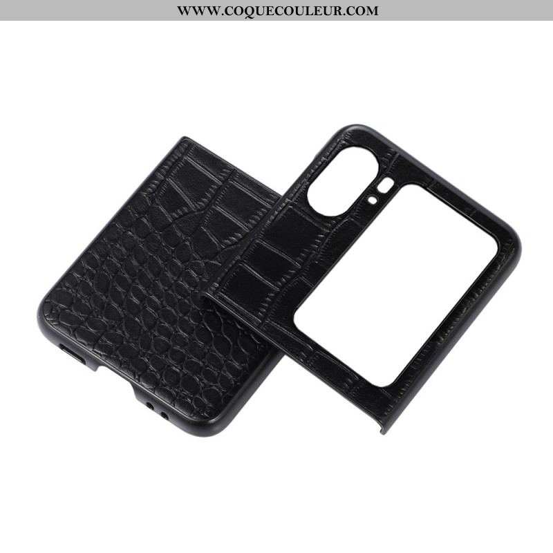 Coque Oppo Find N2 Flip Vrai cuir Style Peau de Crocodile