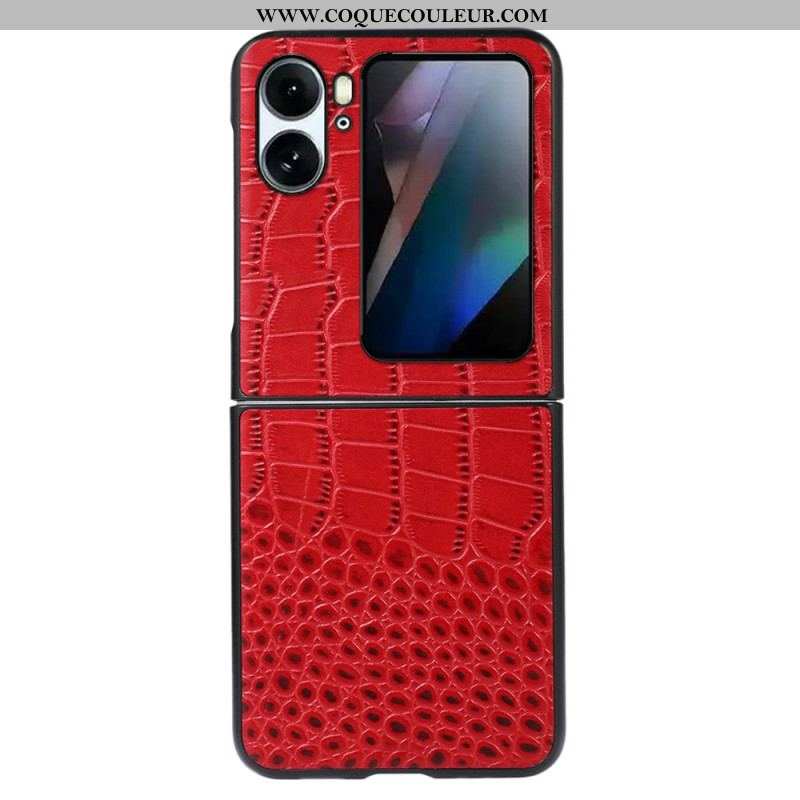 Coque Oppo Find N2 Flip Vrai cuir Style Peau de Crocodile