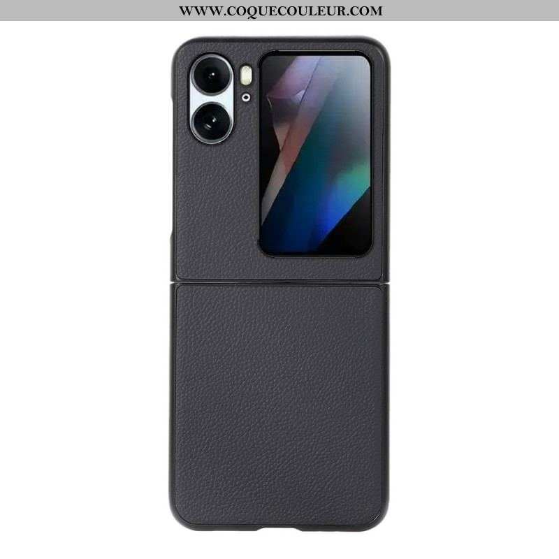 Coque Oppo Find N2 Flip Véritable Cuir Litchi