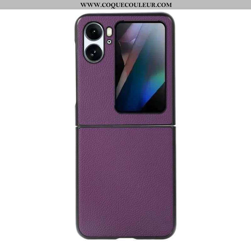 Coque Oppo Find N2 Flip Véritable Cuir Litchi