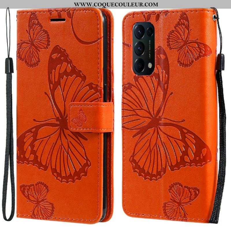Housse Oppo Find X3 Lite Papillons Géants à Lanière