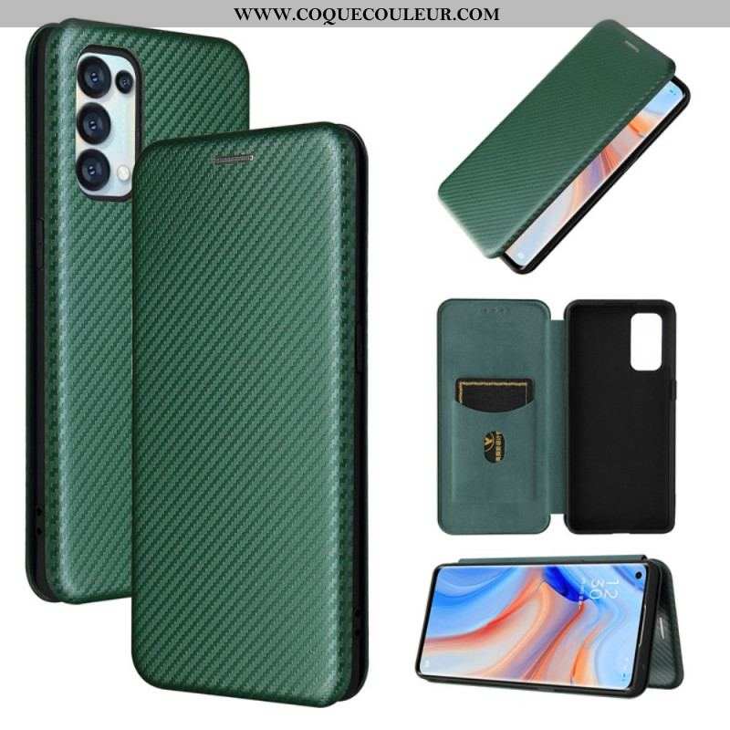 Flip Cover Oppo Find X3 Lite Silicone Carbone Coloré