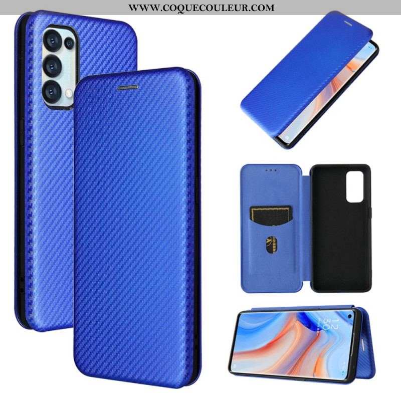 Flip Cover Oppo Find X3 Lite Silicone Carbone Coloré