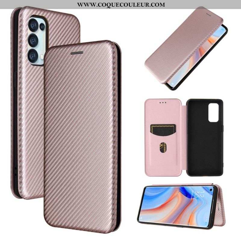 Flip Cover Oppo Find X3 Lite Silicone Carbone Coloré