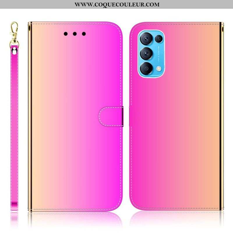 Housse Oppo Find X3 Lite Simili Cuir Couverture Miroir