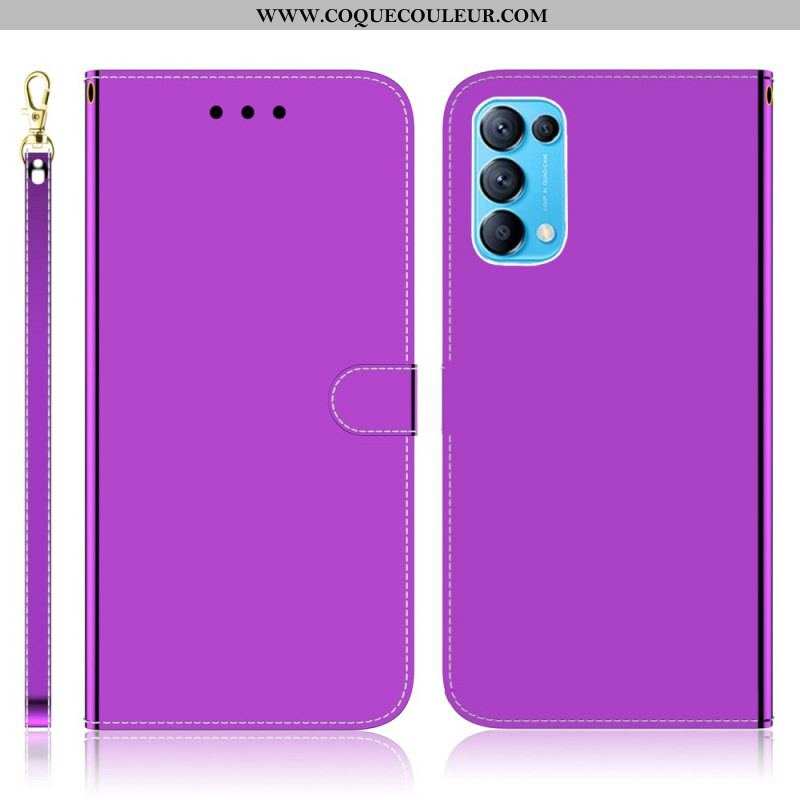 Housse Oppo Find X3 Lite Simili Cuir Couverture Miroir