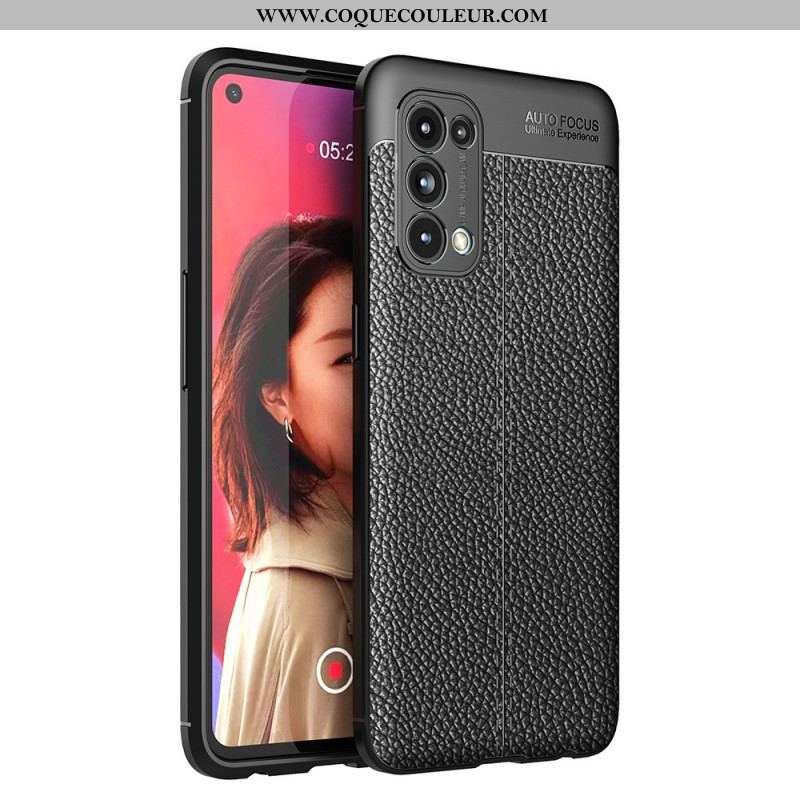 Coque Oppo Find X3 Lite Effet Cuir Litchi Double Line