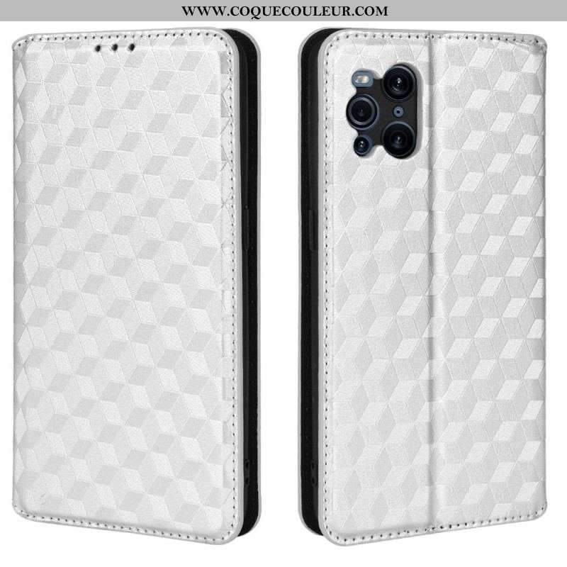 Flip Cover Oppo Find X3 / X3 Pro Effet Cuir Diamant