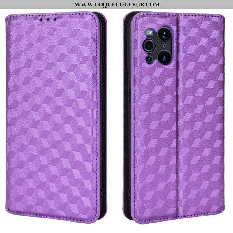 Flip Cover Oppo Find X3 / X3 Pro Effet Cuir Diamant