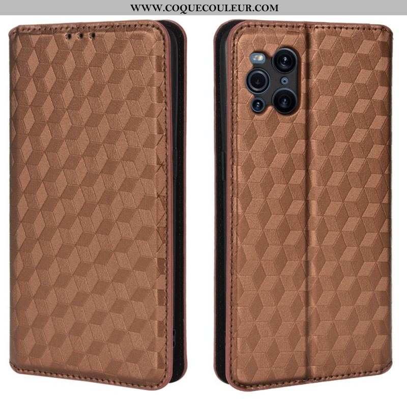 Flip Cover Oppo Find X3 / X3 Pro Effet Cuir Diamant