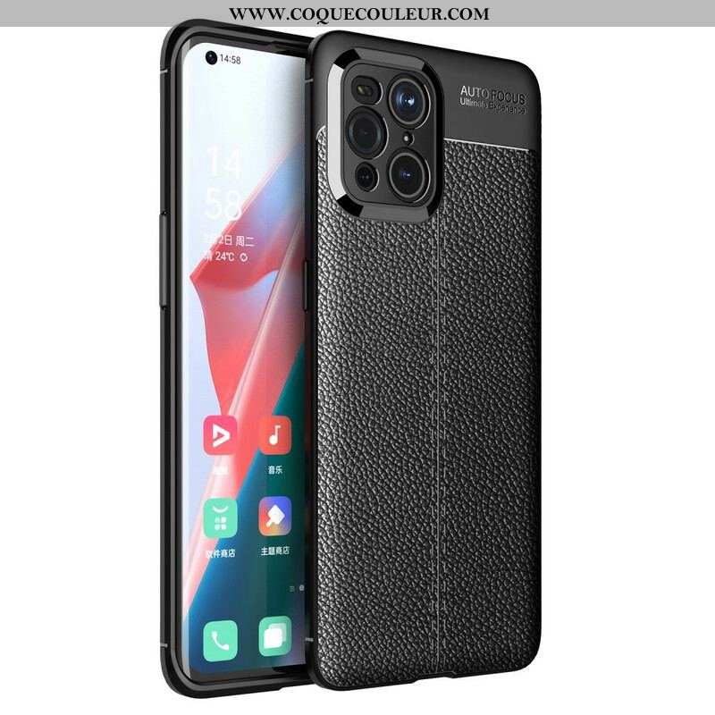 Coque Oppo Find X3 / X3 Pro Effet Cuir Litchi Double Line