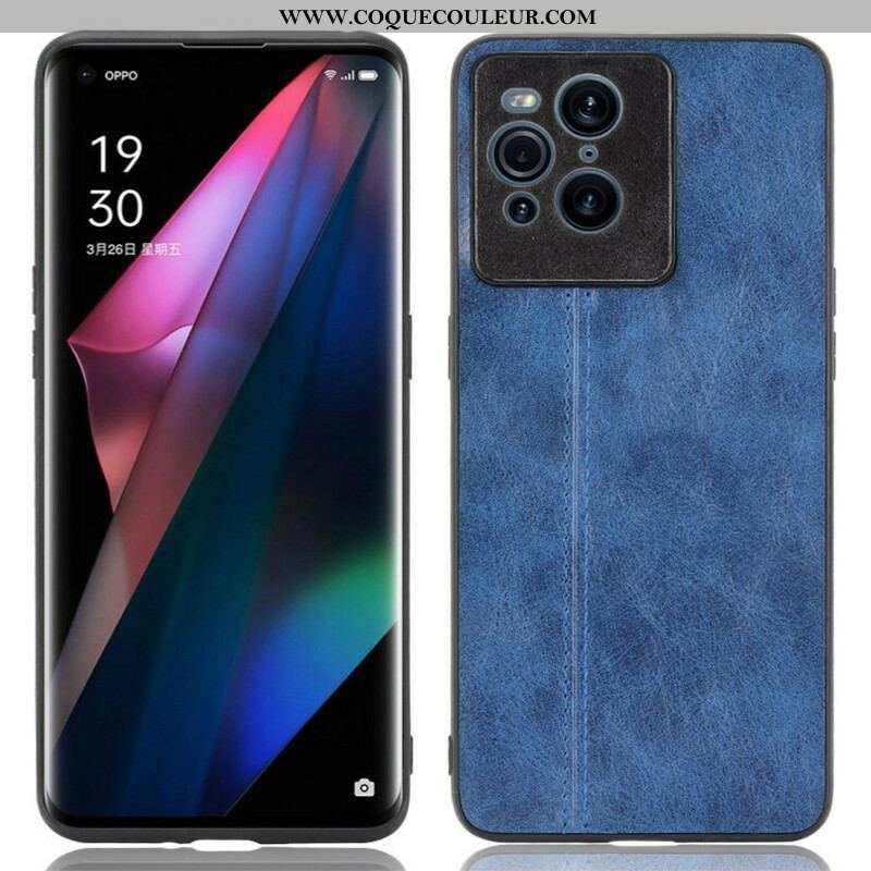 Coque Oppo Find X3 / X3 Pro Effet Cuir Couture